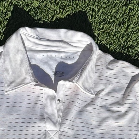 Nike Golf Long Sleeve Polo Shirt Women XL EG White Red Stripe Dri-FIT - Picture 5 of 5